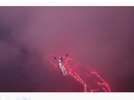 karina Oliani, guinness book Record, Lava lake, womans day, brejil, కరీనా ఒలియానా, మహిళా దినోత్సవం, గిన్నిస్ బుక్ ఆఫ్ రికార్డు, వాల్కానిక్ లావా సరస్సు,